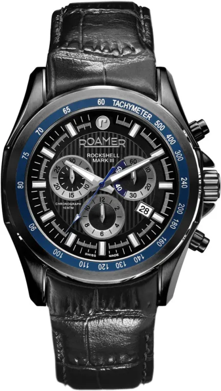 Roamer Rockshell Mark III Chrono Black Watch sold by Jura Watches