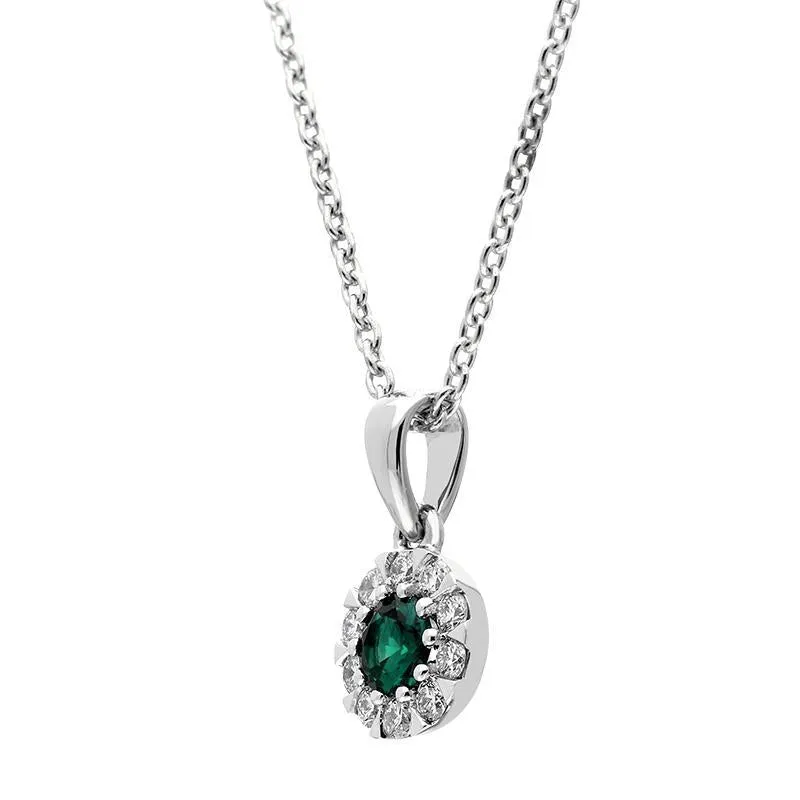 18ct White Gold Emerald Diamond Cluster Pendant sold by Jura Watches product image thumbnail 2