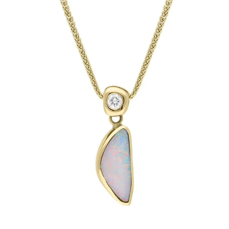 18ct Yellow Gold Opal Diamond Unique Curved Necklace D sold by Jura Watches
