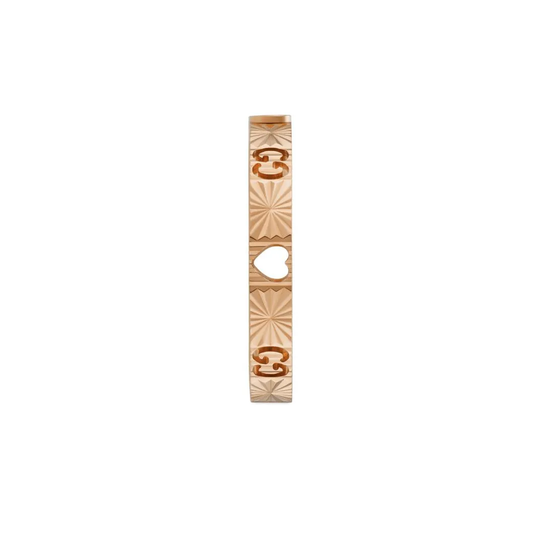 Gucci Icon 18ct Rose Gold Diamond Heart Band Ring sold by Jura Watches product image thumbnail 3