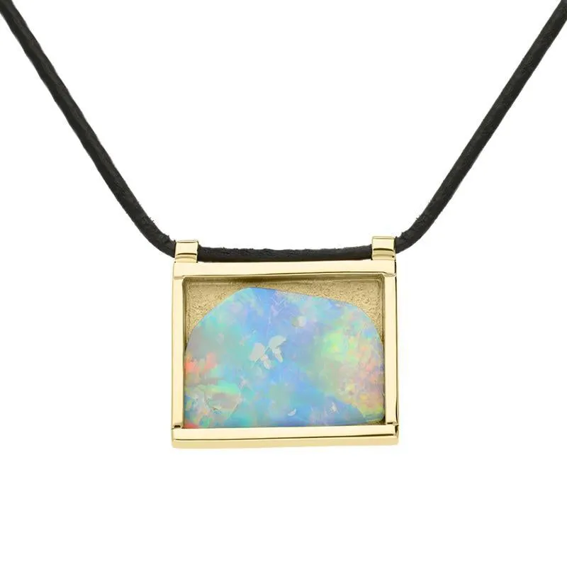 18ct Yellow Gold Opal Unique Oblong Frame Necklace sold by Jura Watches