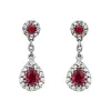 18ct White Gold 0.85ct Ruby Diamond Pear Cluster Drop Earrings sold by Jura Watches
