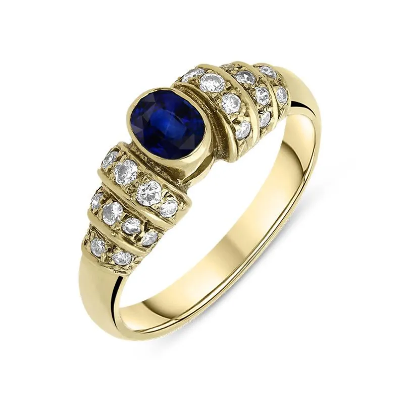 18ct Yellow Gold Sapphire Diamond Oval Cut Ring sold by Jura Watches