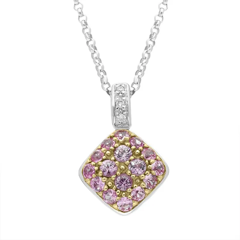 18ct White Gold Pink Sapphire Diamond Shaped Necklace sold by Jura Watches