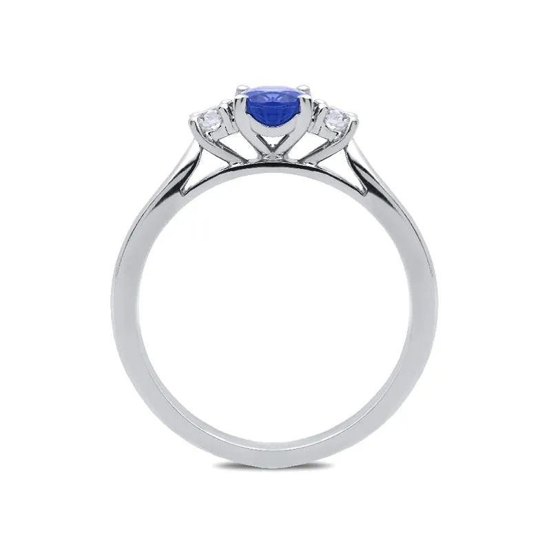 18ct White Gold 0.70ct Sapphire Diamond Oval Trilogy Ring sold by Jura Watches product image thumbnail 2