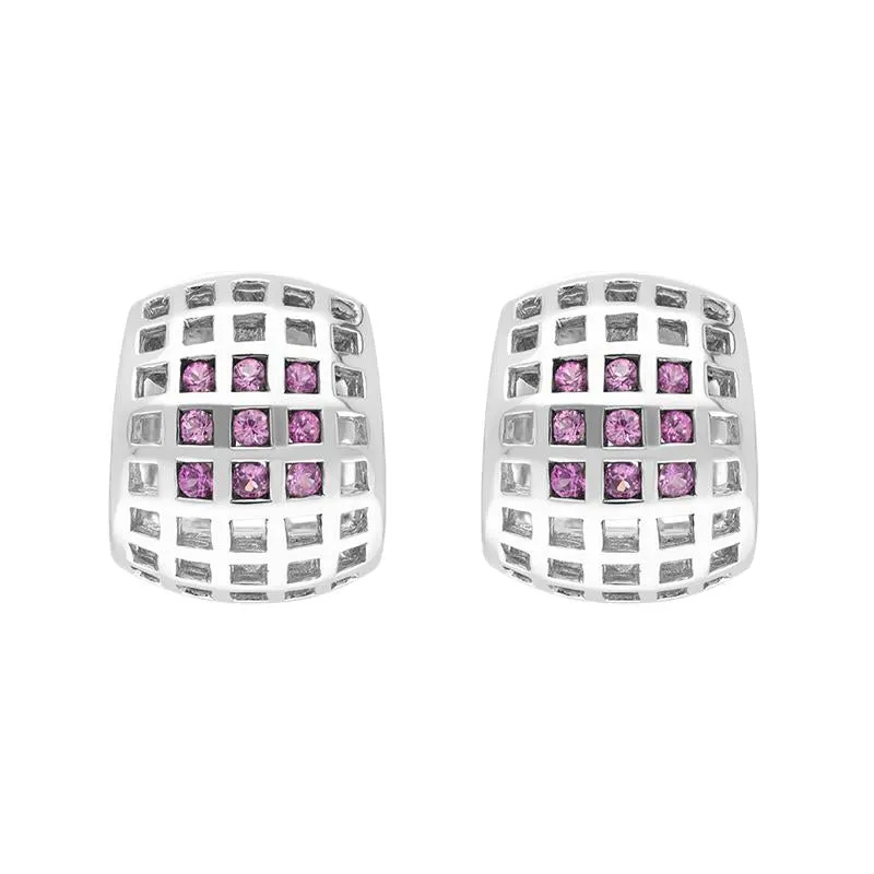 18ct White Gold 0.53ct Pink Sapphire Hoop Earrings sold by Jura Watches