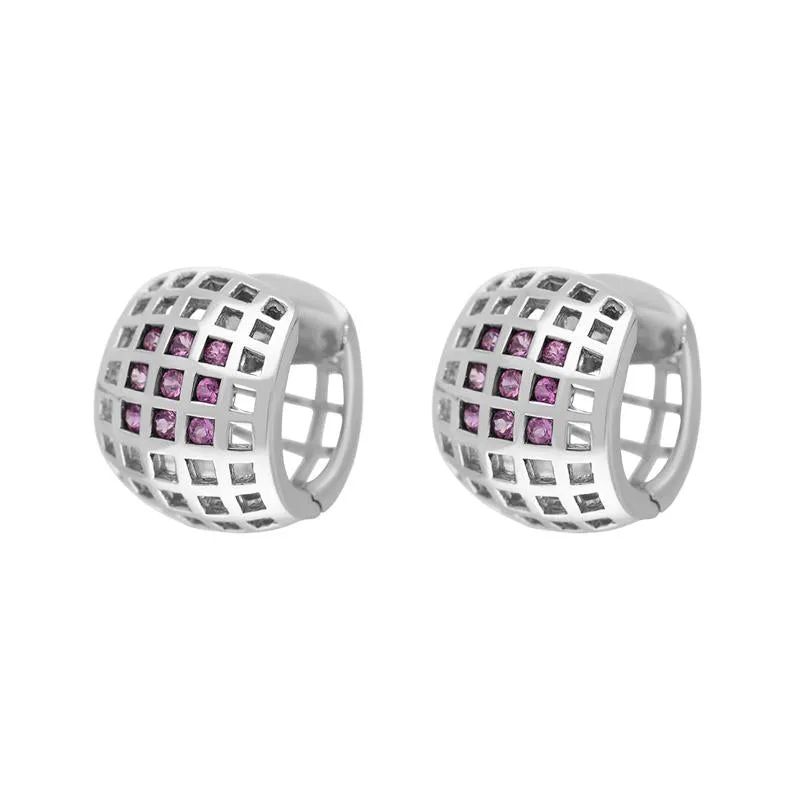 18ct White Gold 0.53ct Pink Sapphire Hoop Earrings sold by Jura Watches product image thumbnail 2