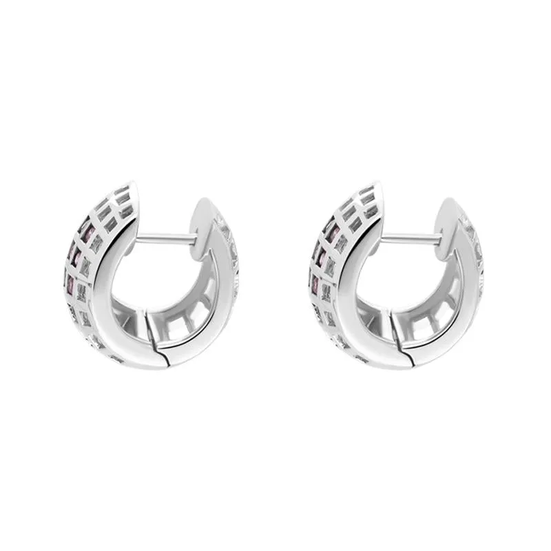 18ct White Gold 0.53ct Pink Sapphire Hoop Earrings sold by Jura Watches product image thumbnail 3