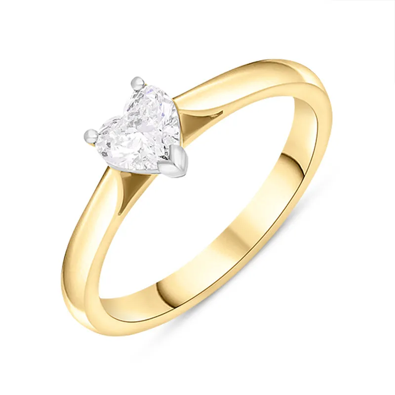 18ct Yellow Gold 0.42ct Diamond Heart Cut Solitaire Ring sold by Jura Watches