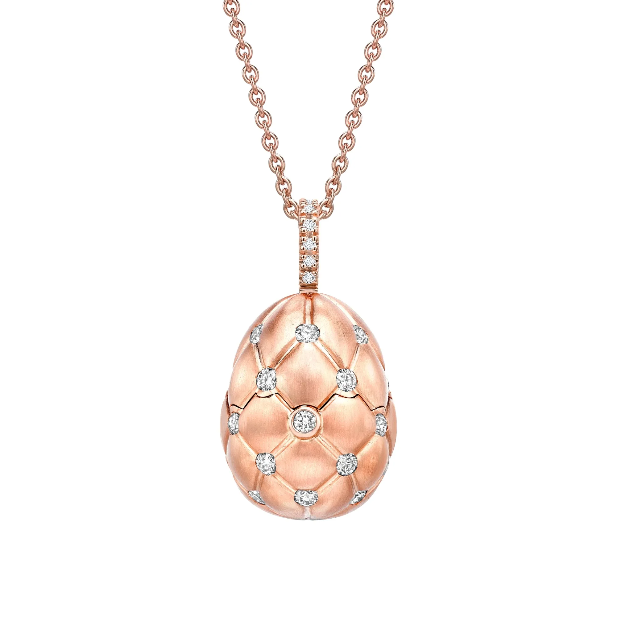 Faberge Treillage 18ct Rose Gold Diamond Ruby Heart Surprise Egg Pendant sold by Jura Watches product image thumbnail 2
