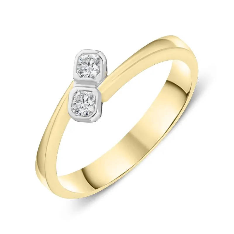 18ct Yellow Gold Double Diamond Twisted Ring D sold by Jura Watches