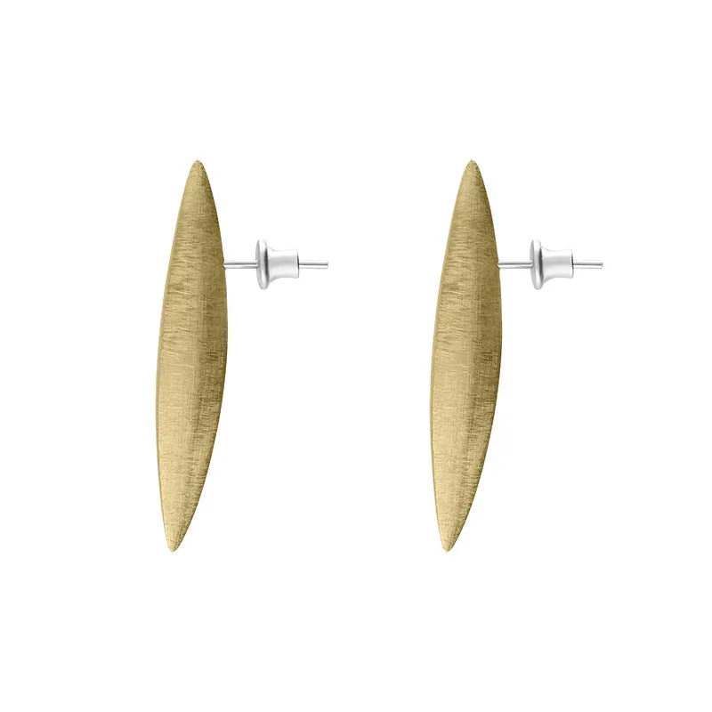 Sterling Silver Gold Plated Long Marquise Drop Earrings D sold by Jura Watches product image thumbnail 2