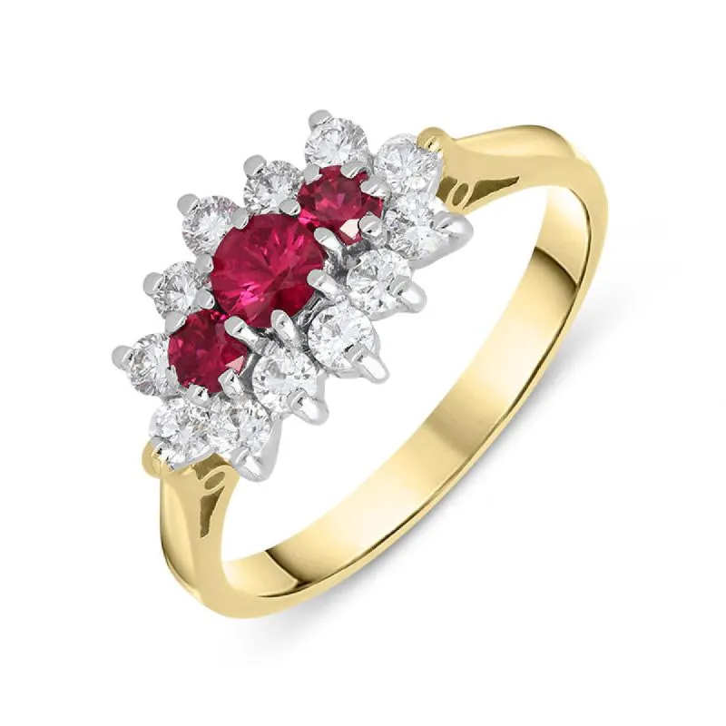 18ct Yellow Gold 0.40ct Ruby Diamond Vintage Cluster Ring sold by Jura Watches