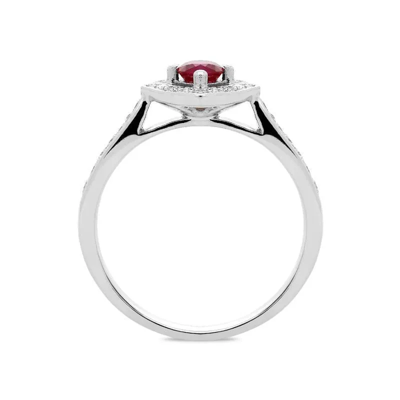 18ct White Gold 0.41ct Ruby Diamond Round Cut Cluster Ring sold by Jura Watches product image thumbnail 2