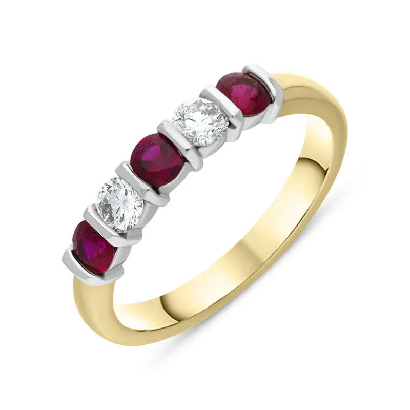 18ct Yellow Gold 0.62ct Ruby Diamond Half Eternity Ring sold by Jura Watches