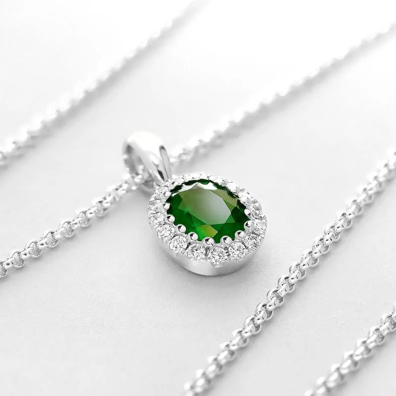 18ct White Gold 0.58ct Emerald Diamond Oval Necklace sold by Jura Watches product image thumbnail 2