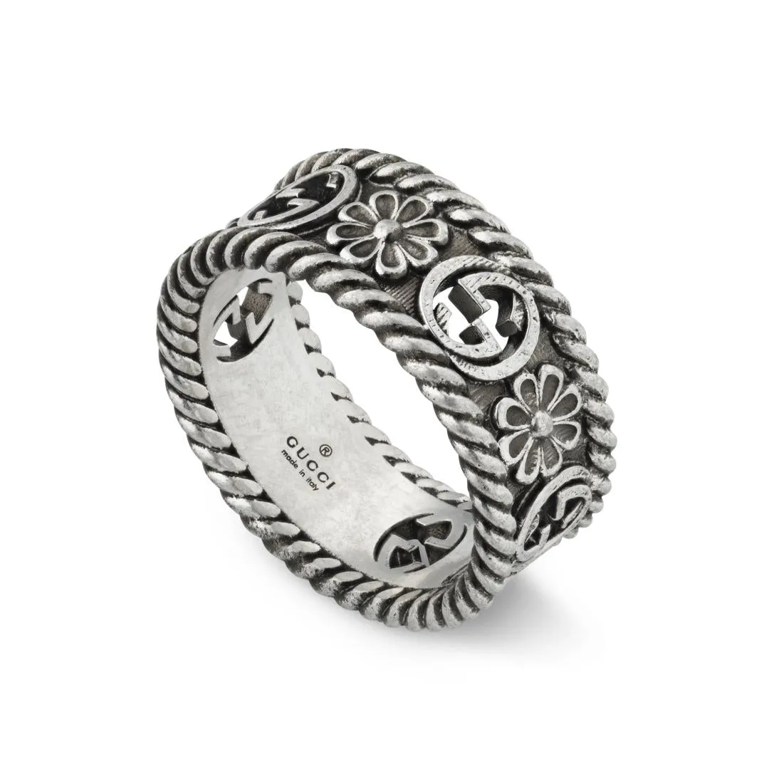 Gucci Interlocking Sterling Silver Motif Flower Ring D sold by Jura Watches