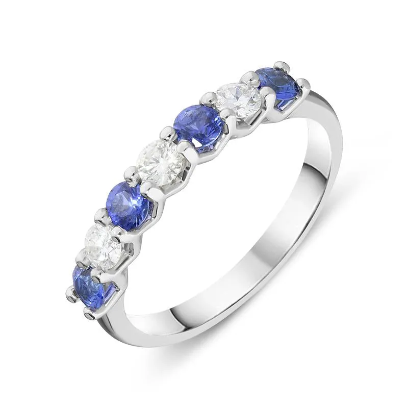 18ct White Gold 0.50ct Sapphire Diamond Half Eternity Ring sold by Jura Watches