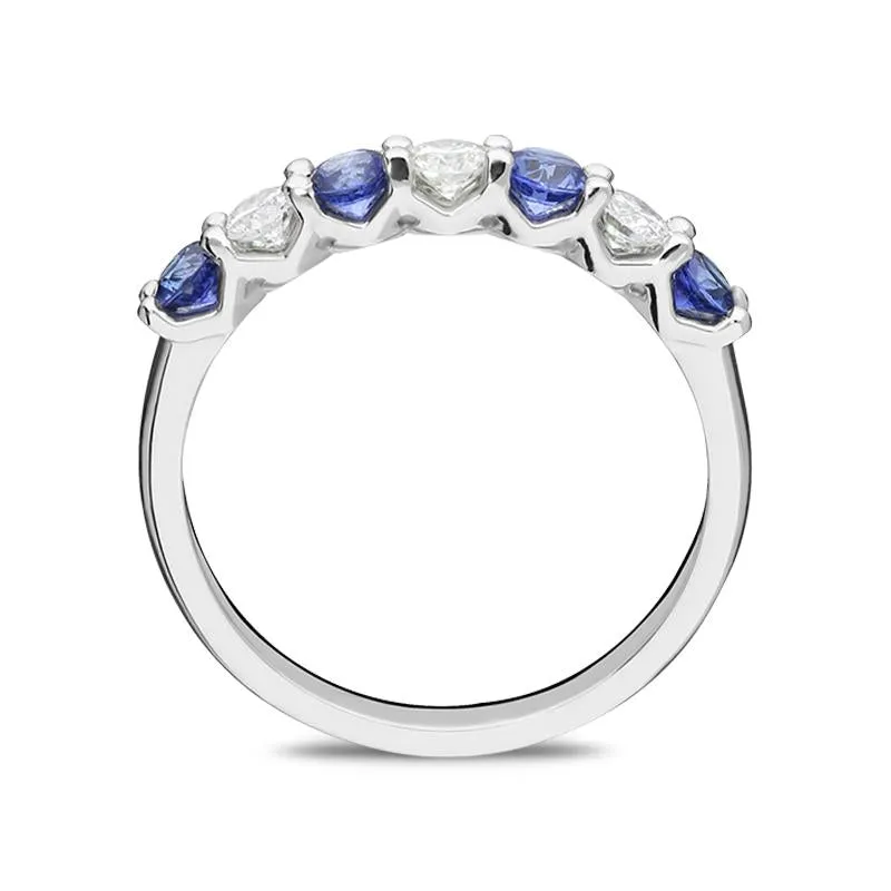 18ct White Gold 0.50ct Sapphire Diamond Half Eternity Ring sold by Jura Watches product image thumbnail 2