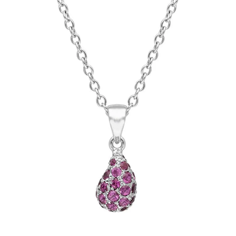 18ct White Gold Pink Sapphire and Diamond Oval Necklace sold by Jura Watches