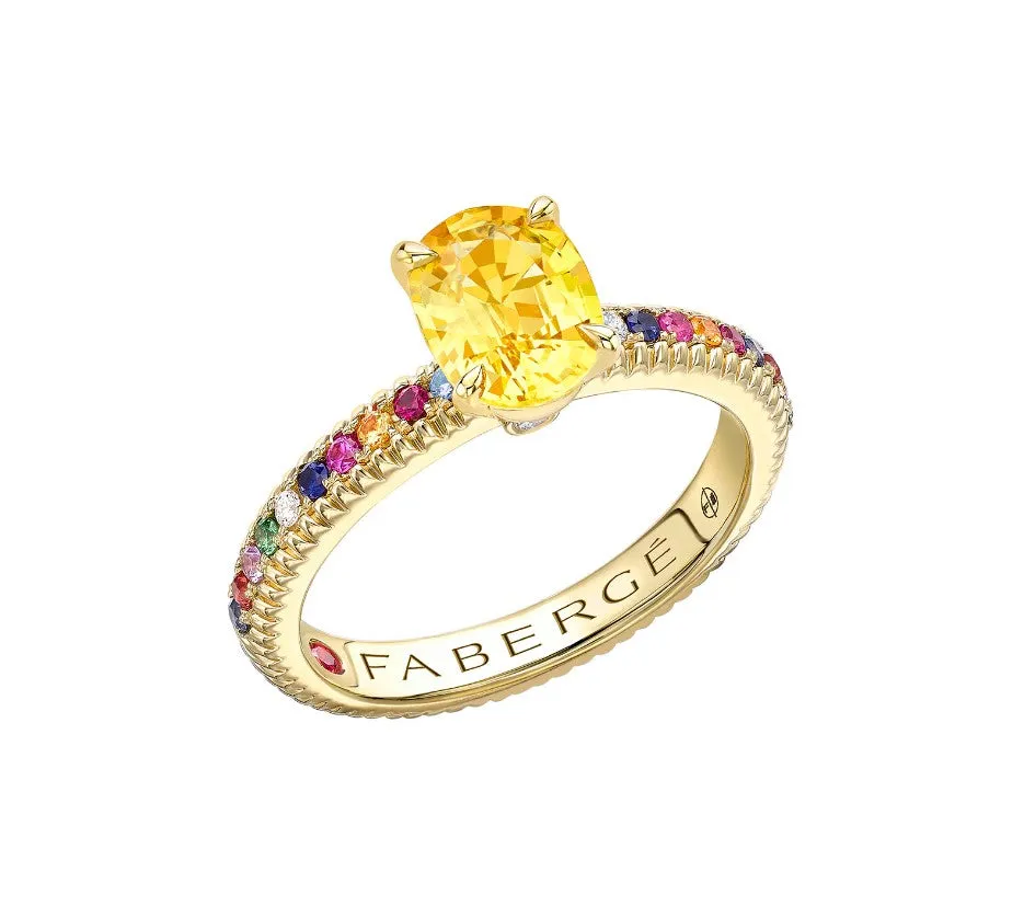 Faberge Colours of Love 18ct Yellow Gold Oval Yellow Sapphire Multi Gemstone Fluted Ring sold by Jura Watches