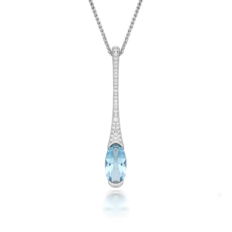 18ct White Gold 1.80ct Aquamarine Diamond Necklace sold by Jura Watches