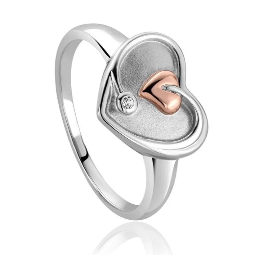 Clogau Tree of Life Sterling Silver White Topaz Heart Ring D sold by Jura Watches