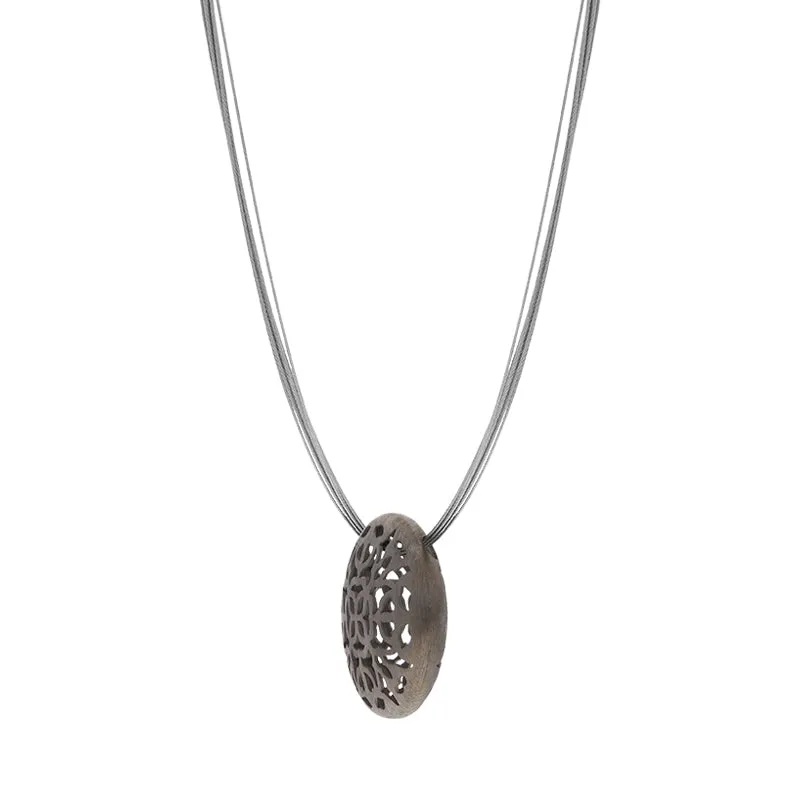 Sterling Silver Black Rhodium Cut Out Floral Necklace D sold by Jura Watches product image thumbnail 2