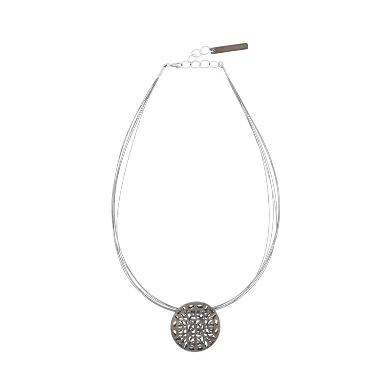 Sterling Silver Black Rhodium Cut Out Floral Necklace D sold by Jura Watches product image thumbnail 3