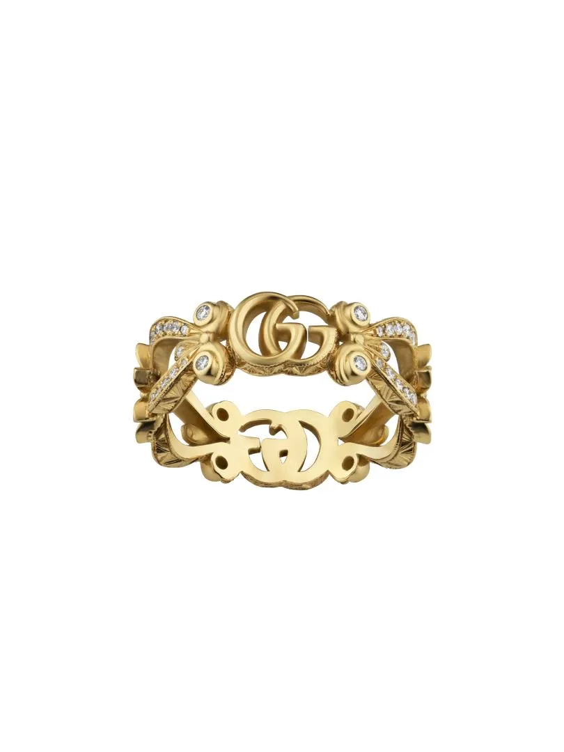 Gucci Flora 18ct Yellow Gold Diamond Pave Ring D sold by Jura Watches product image thumbnail 2