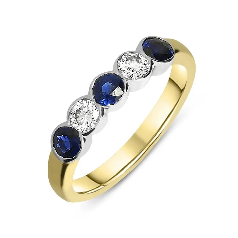 18ct Yellow Gold Sapphire Diamond Bezel Set Half Eternity Ring sold by Jura Watches