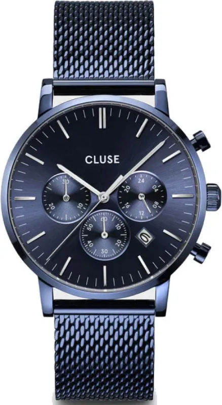 Cluse Aravis Chrono Mesh Full Blue Mens made by Jura Watches