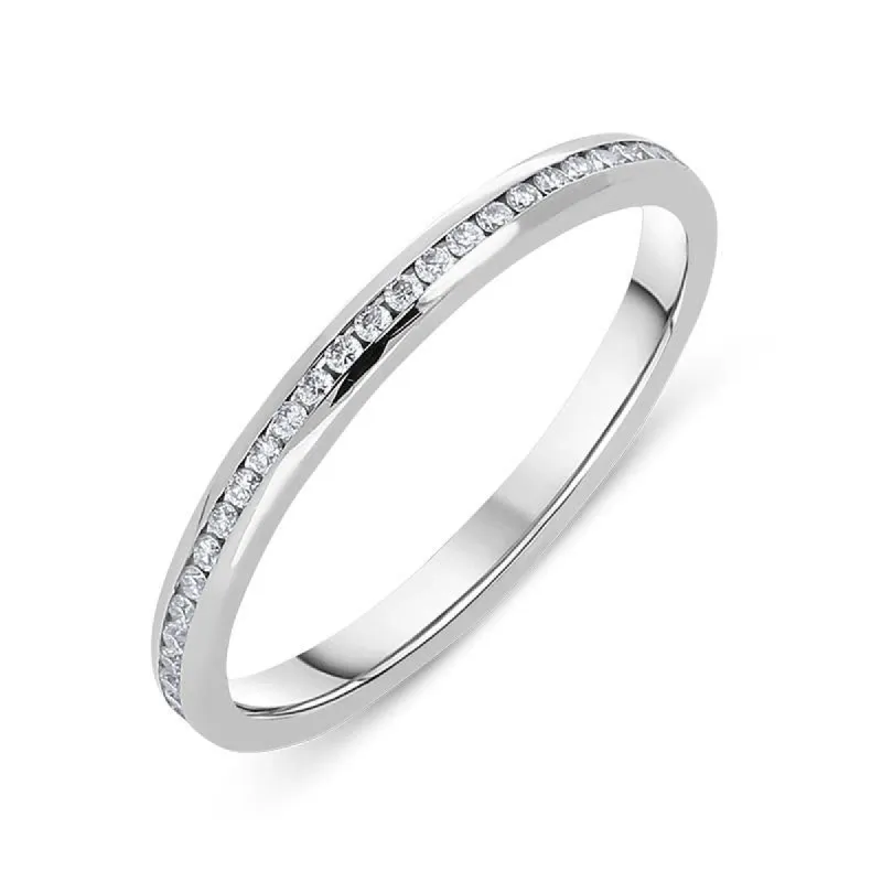 18ct White Gold Diamond Channel Set Wedding Full Eternity Ring sold by Jura Watches