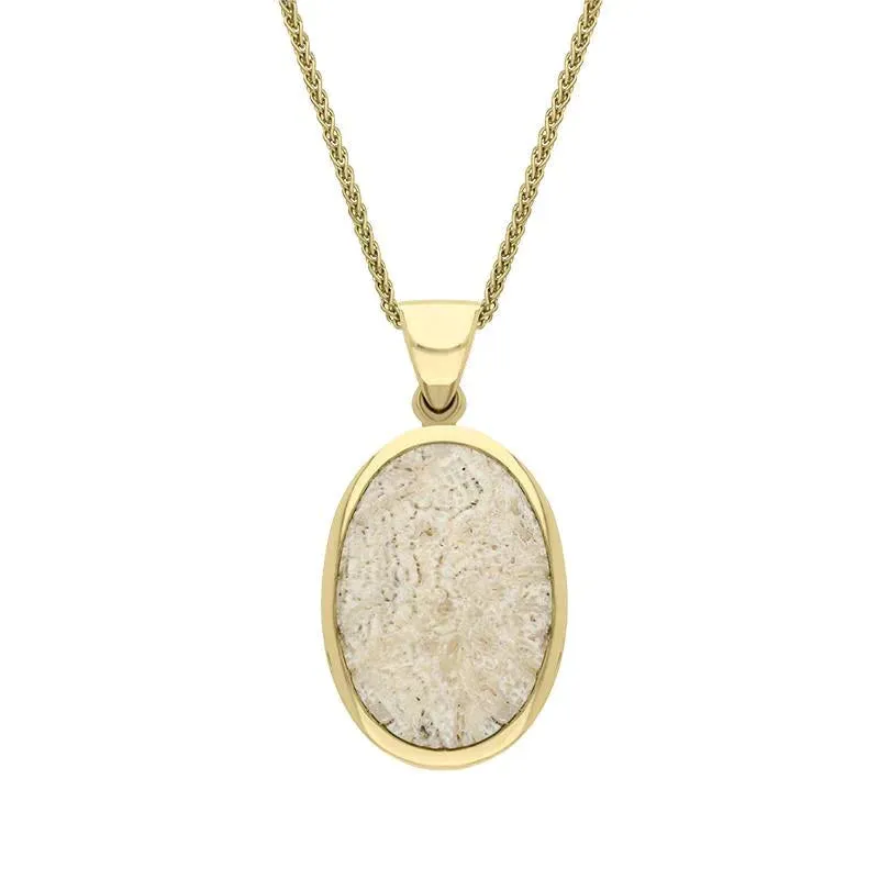 9ct Yellow Gold Coquina Larimar Small Double Sided Fob Necklace sold by Jura Watches