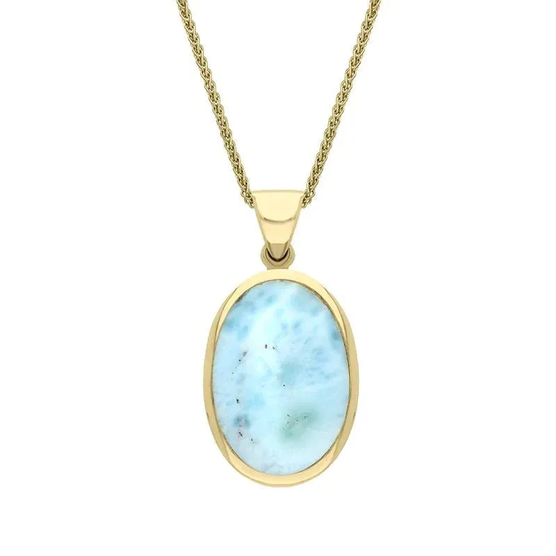 9ct Yellow Gold Coquina Larimar Small Double Sided Fob Necklace sold by Jura Watches product image thumbnail 2