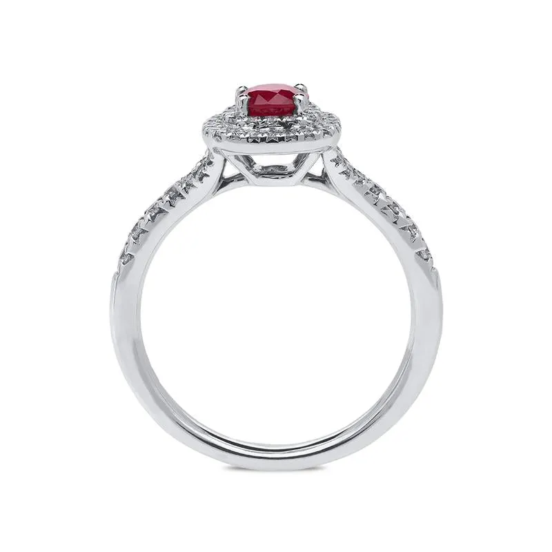 18ct White Gold 0.54ct Ruby Diamond Cushion Cut Ring D sold by Jura Watches product image thumbnail 2