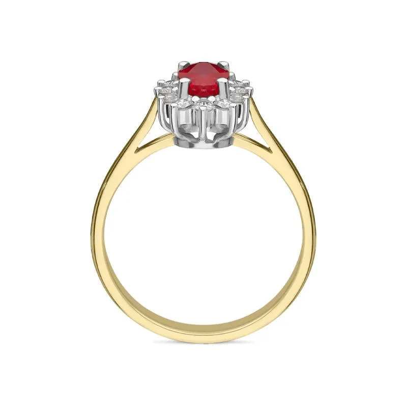 18ct Yellow Gold 0.63ct Ruby and Diamond Oval Cluster Ring sold by Jura Watches product image thumbnail 2