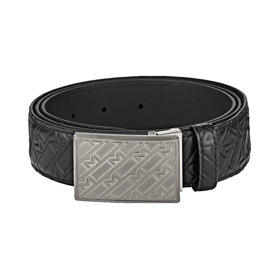 Montblanc Belt 35mm Embossed Leather Black D sold by Jura Watches product image thumbnail 3