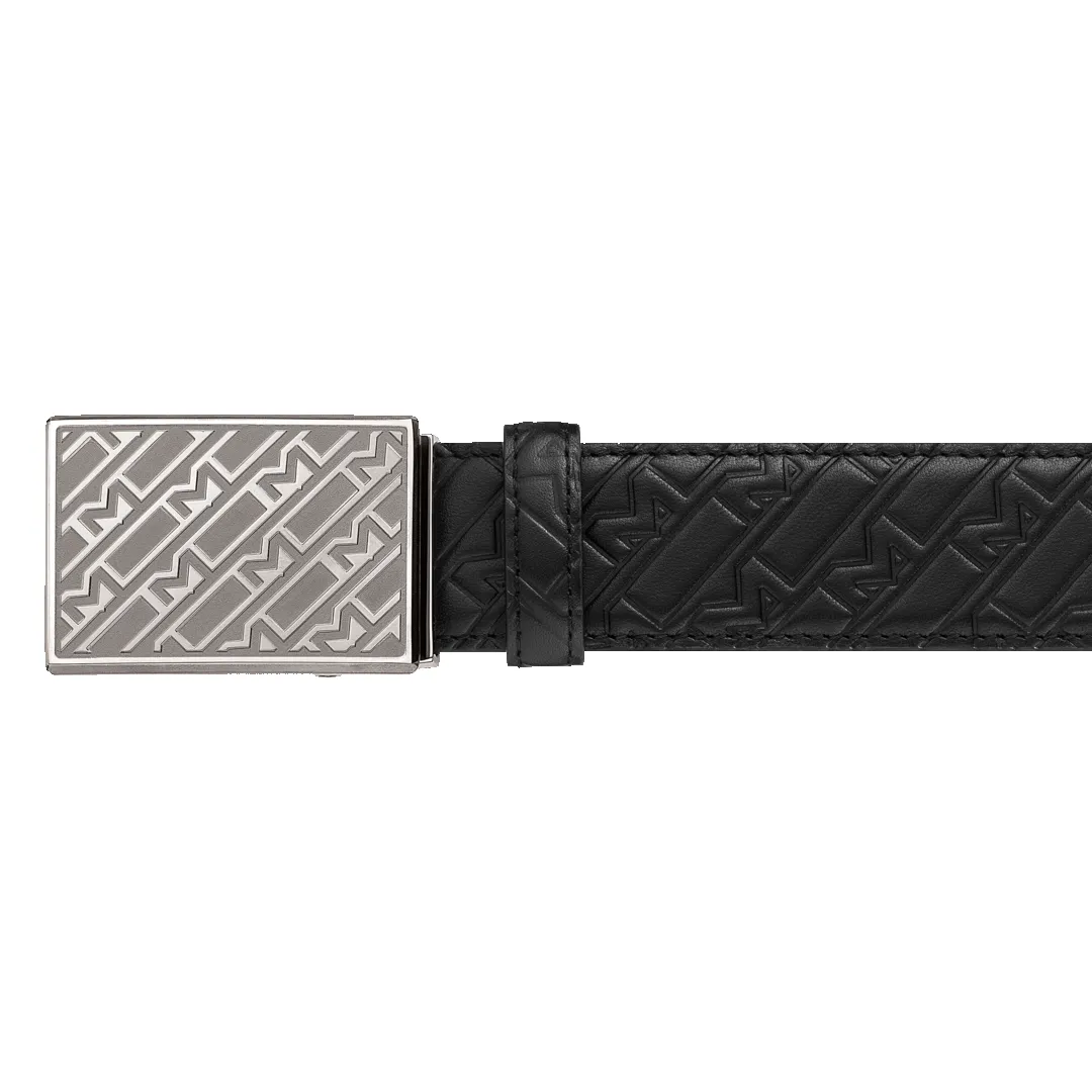 Montblanc Belt 35mm Embossed Leather Black D sold by Jura Watches