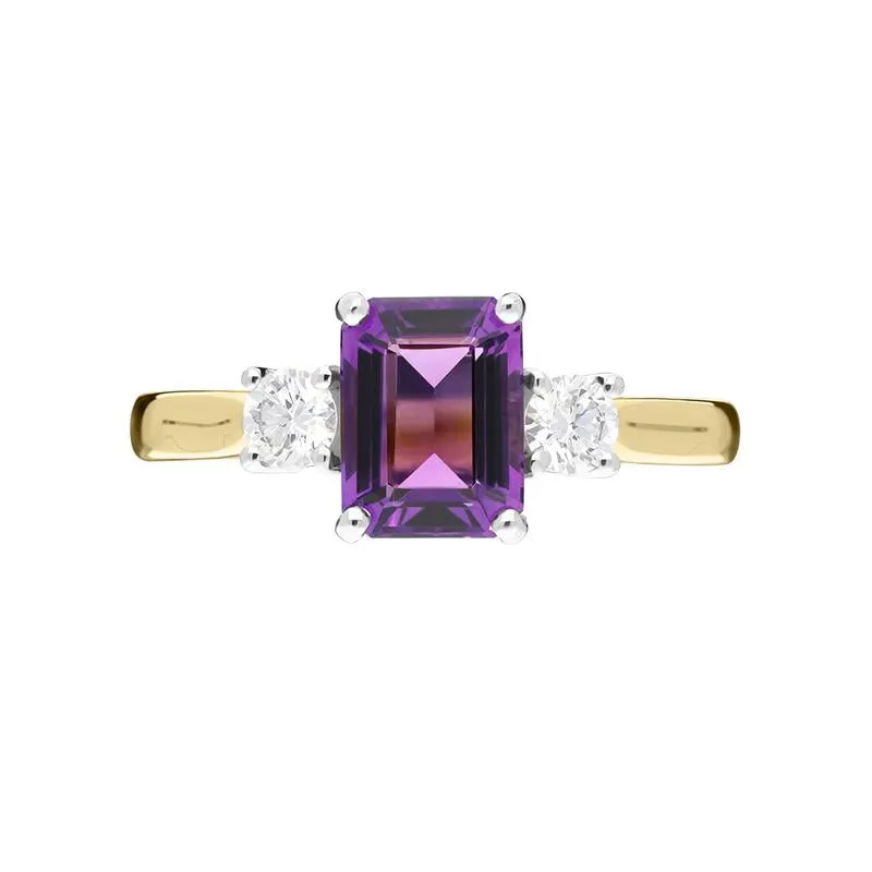 18ct Yellow Gold 1.39ct Amethyst 0.29ct Diamond Emerald Cut Ring sold by Jura Watches product image thumbnail 2
