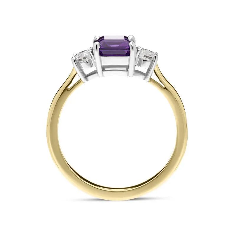 18ct Yellow Gold 1.39ct Amethyst 0.29ct Diamond Emerald Cut Ring sold by Jura Watches product image thumbnail 3