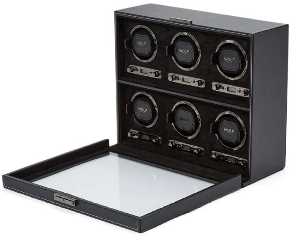 WOLF Watch Winder British Racing Black 6pc made by WOLF