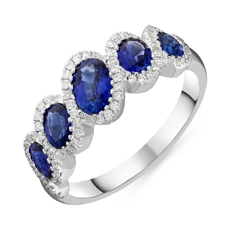18ct White Gold 1.62ct Sapphire and Diamond Dress Ring sold by Jura Watches