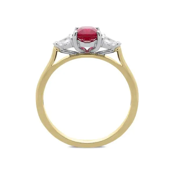 18ct Yellow Gold 0.70ct Ruby Diamond Trilogy Ring sold by Jura Watches product image thumbnail 2