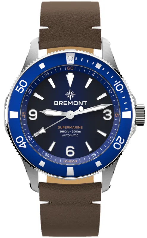 Bremont Supermarine 300M Blue Leather Watch sold by Jura Watches