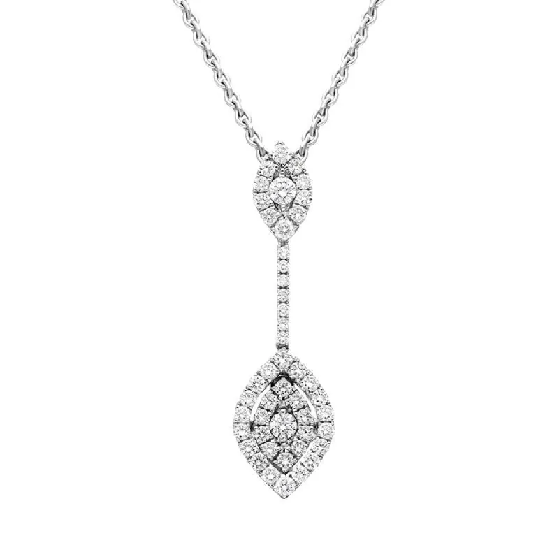 18ct White Gold 0.45ct Diamond Marquise Drop Necklace sold by Jura Watches