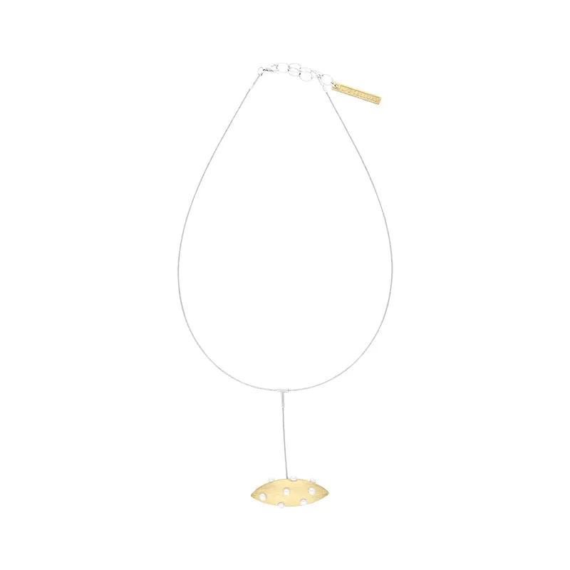Sterling Silver Gold Plated Freshwater Pearl Horizontal Marquise Drop Necklace D sold by Jura Watches product image thumbnail 2