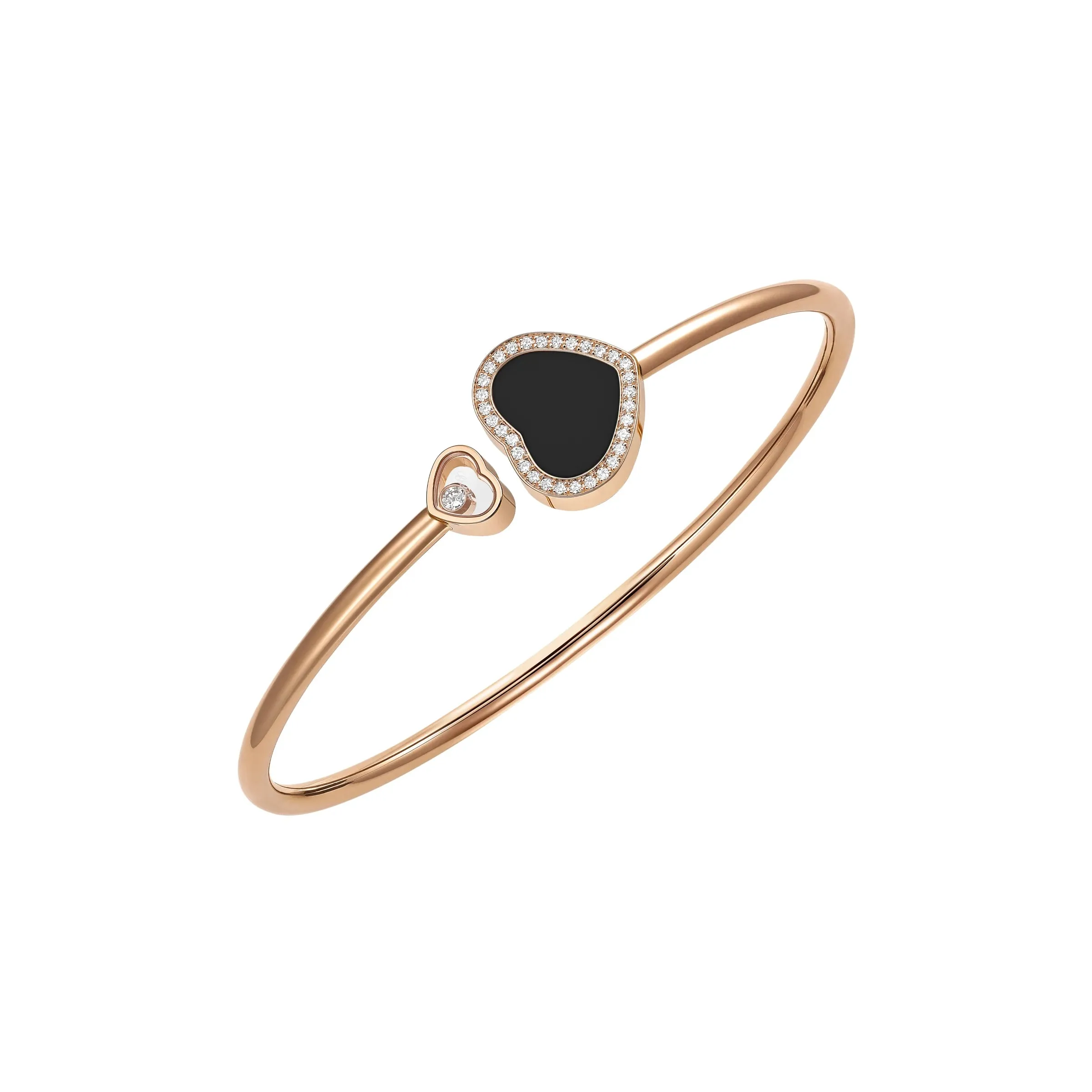 Chopard Happy Hearts 18ct Rose Gold 0.19ct Diamond Onyx Bangle sold by Jura Watches