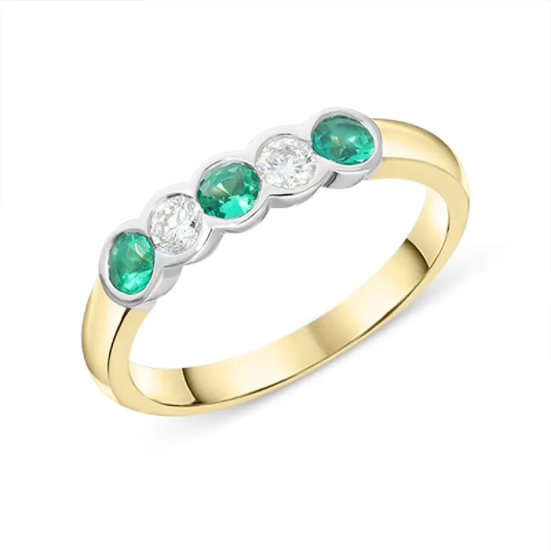 18ct Yellow Gold 0.30ct Emerald Diamond Half Eternity Ring sold by Jura Watches