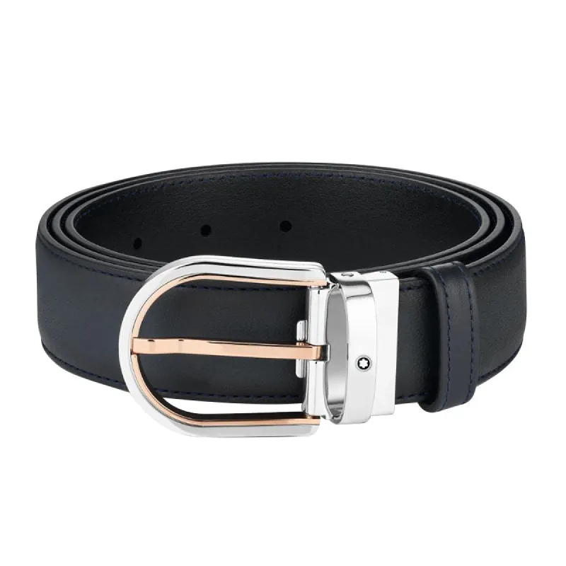 Montblanc Horseshoe Buckle 35mm Leather Belt Blue D sold by Jura Watches